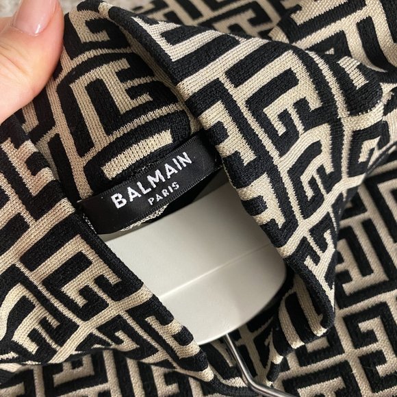 Balmain MONOGRAM JACQUARD WOOL BLEND SWEATER XS  like New - Picture 5 of 6